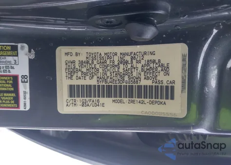 2013 Toyota Corolla L из США, поврежденный, VIN 5YFBU4EE3DP085887